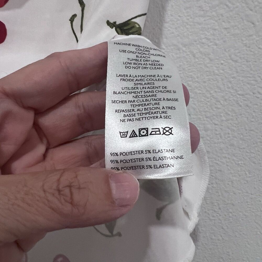 urban outfitters Women’s White Tank Top Cherry Print Shoulder Detail Small Y2K - Picture 5 of 8